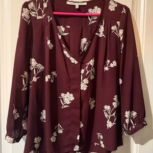 Collective Concepts Red Boxy 3/4 Sleeve Blouse